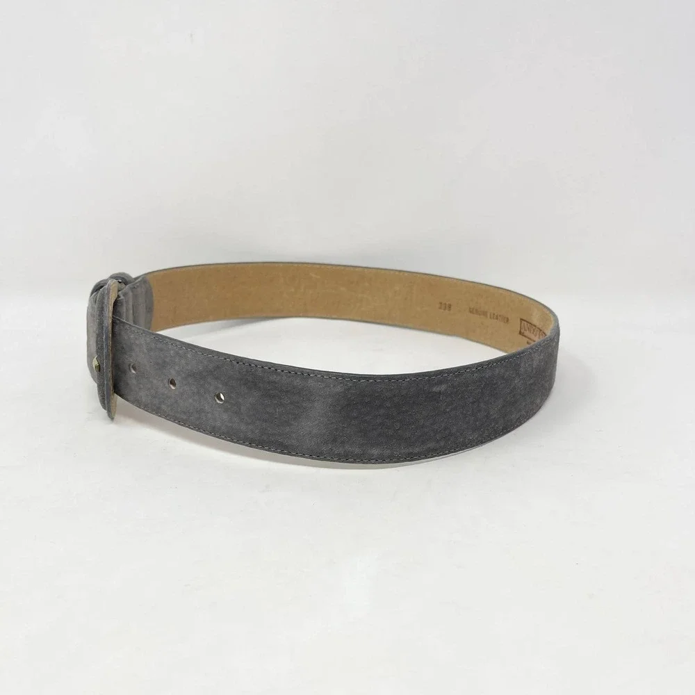 Lands End Suede Belt Gray Womens 25 Covered Buckle Old Money Luxury Modern